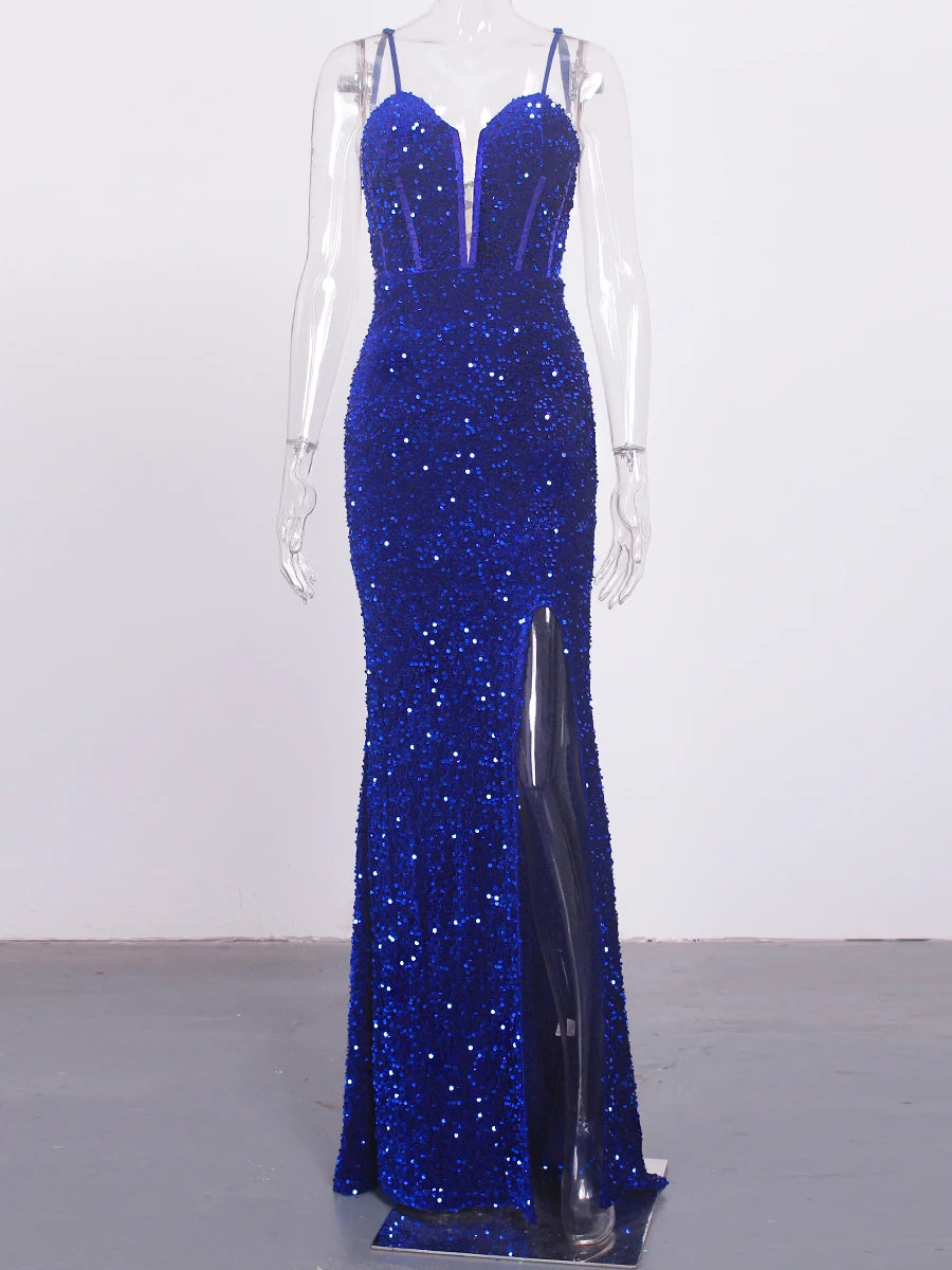 Vestido de evento Sleevless Sequin Stretchy